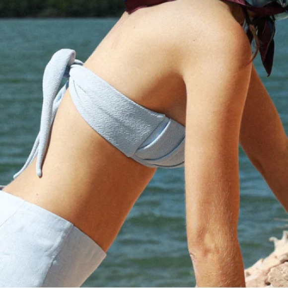 OSTRA BRASIL TQC PLEATED DETAIL BIKINI TOP LIGHT BLUE - S (WITHOUT STRAPS) - Picture 2 of 5